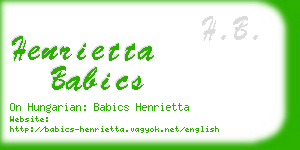 henrietta babics business card